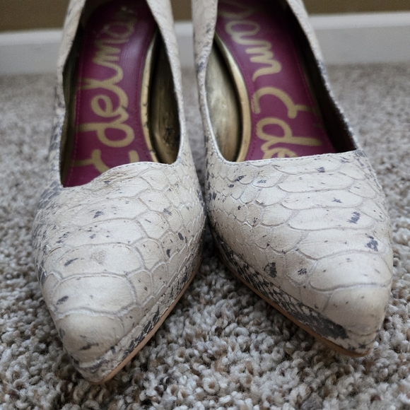 Sam Eldeman Snake Print Platform Womens  Heels Size 8.5 Leather - Picture 6 of 13
